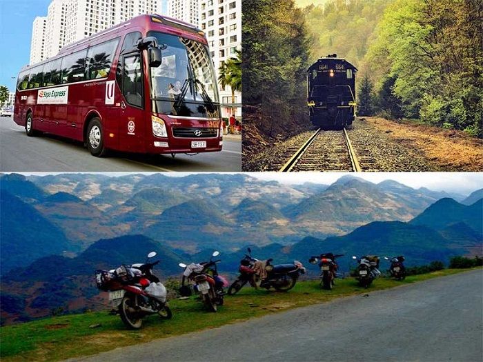 Hình ảnh xe khách giường nằm, tàu hỏa và xe máy – những lựa chọn di chuyển khi đi du lịch Sapa từ Hà Nội.