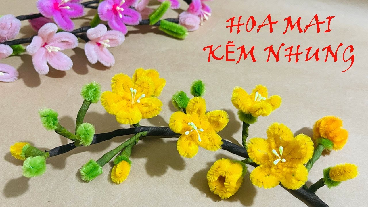 Làm hoa bằng kẽm nhung trưng Tết