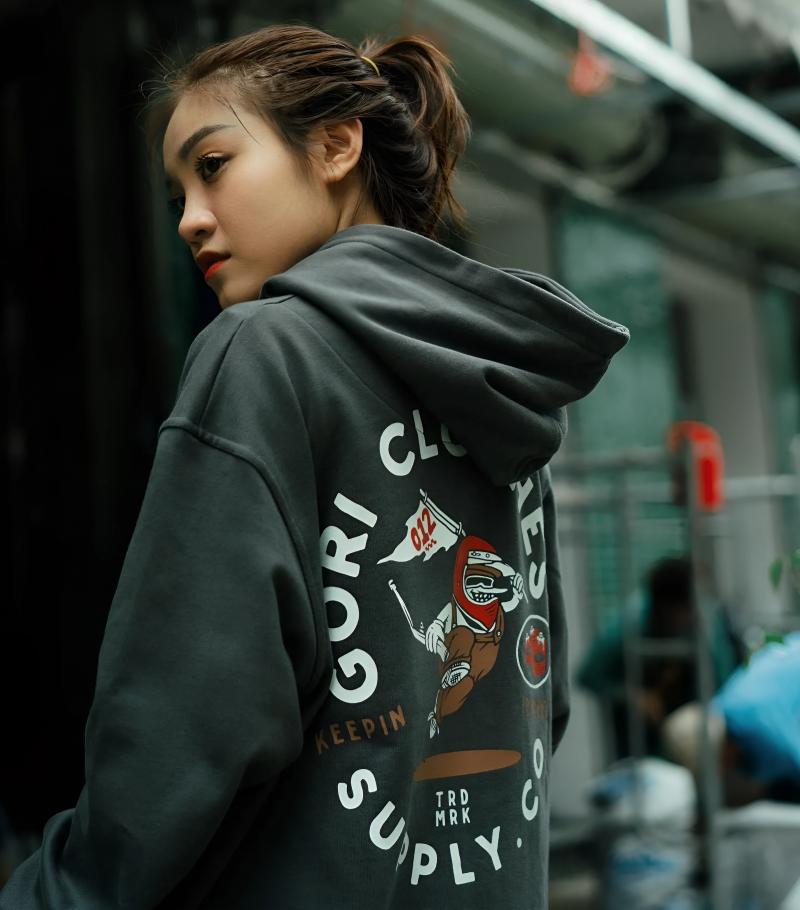 Áo hoodie Gori Vietnam thiết kế phá cách họa tiết in và đường may độc đáo chất liệu cotton nỉ dày dặn bền bỉ thoải mái giá cả hợp lý phù hợp giới trẻ