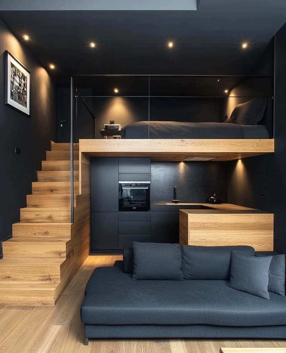 Căn hộ chung cư mini sang trọng với hệ thống đèn âm trần.