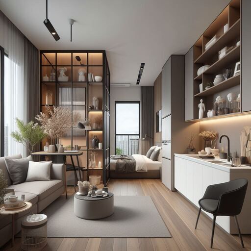 Bố trí mặt bằng chung cư mini Studio tiện nghi và tinh tế.