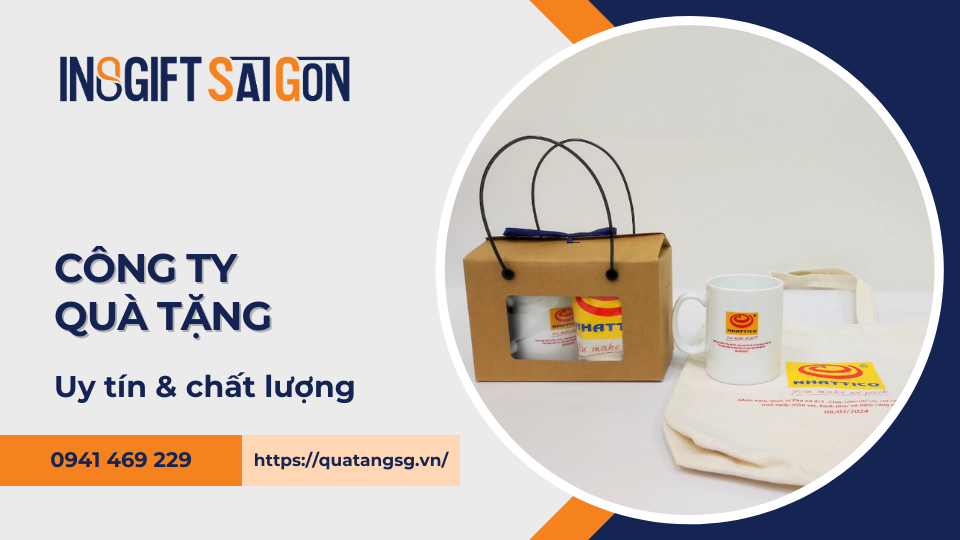 Công ty quà tặng InGift Sài Gòn với bộ quà tặng ly sứ, túi vải, hộp giấy có in logo – uy tín và chất lượng tại TP.HCM.