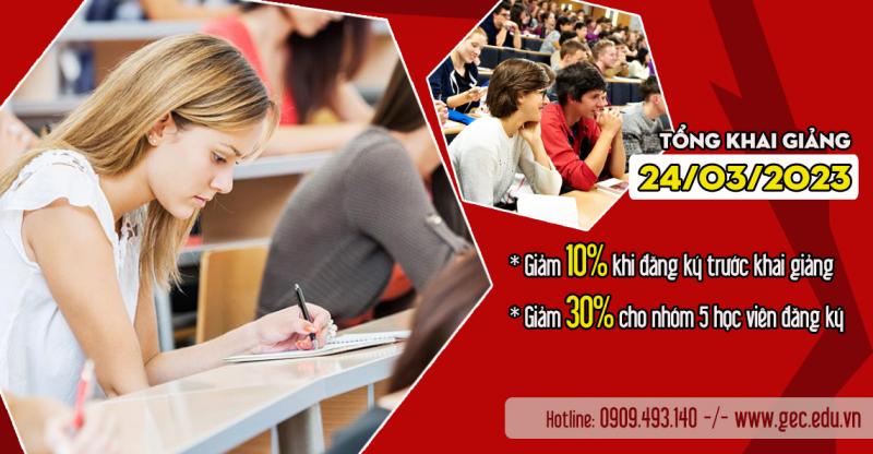 Hình ảnh lớp học tại GEC, nơi học viên tham gia các khóa đào tạo nhân sự đạt chuẩn quốc tế trong môi trường hiện đại, được trang bị cơ sở vật chất tiên tiến.