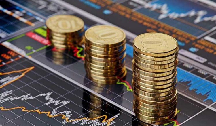 Biểu đồ tăng trưởng và tiền vàng trong đầu tư tài chính