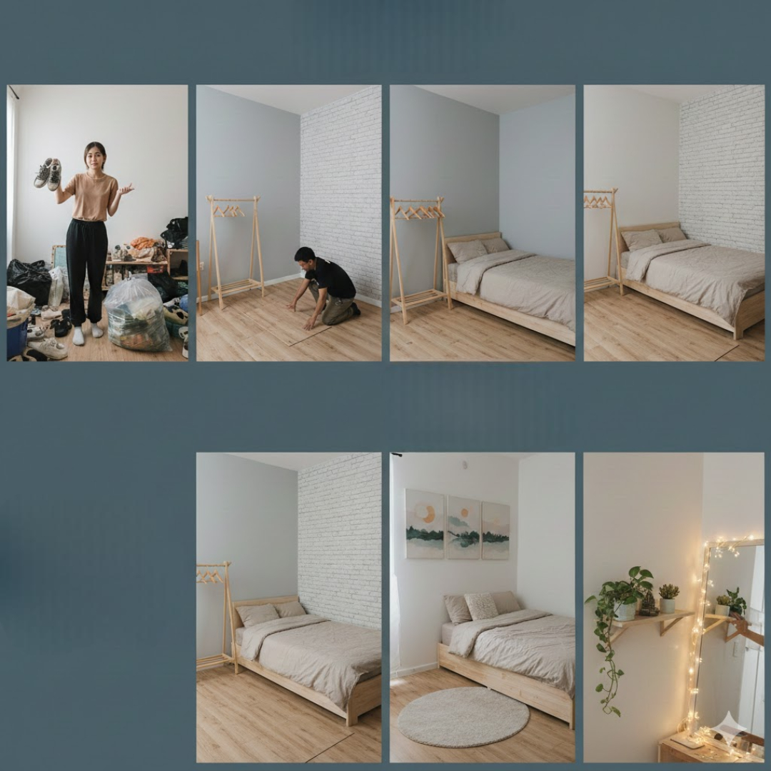Quy trình decor phòng trọ nhỏ từ phòng trống đơn giản