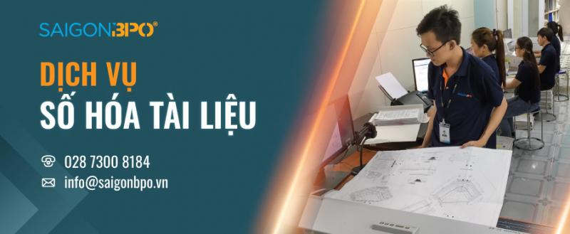 Dịch vụ số hóa tài liệu tại Sài Gòn BPO – nhân viên quét tài liệu giấy và xử lý dữ liệu trên máy tính.

