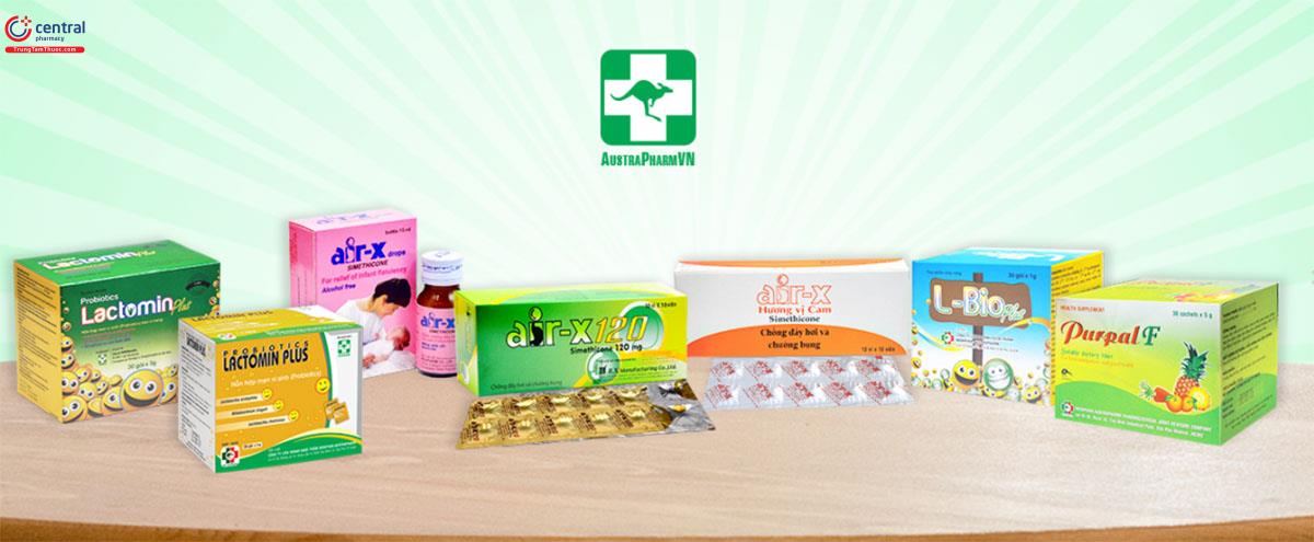 Sản phẩm của doanh nghiệp dược phẩm AustrapharmVN được bày trên nền sáng, thể hiện chất lượng và sự tin cậy trong chăm sóc sức khỏe.