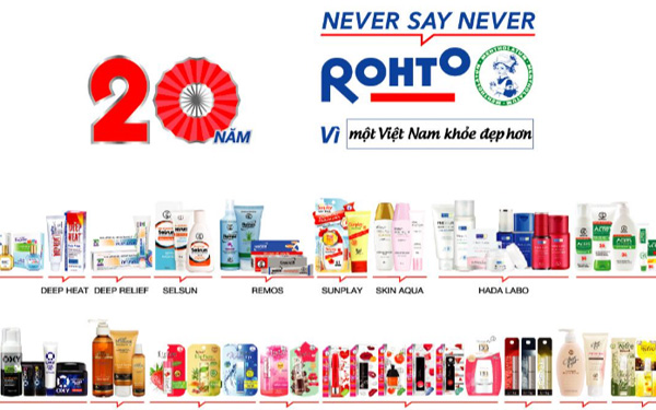 Sản phẩm của doanh nghiệp dược phẩm Rohto Việt Nam nhân dịp kỷ niệm 20 năm phát triển tại thị trường Việt Nam.