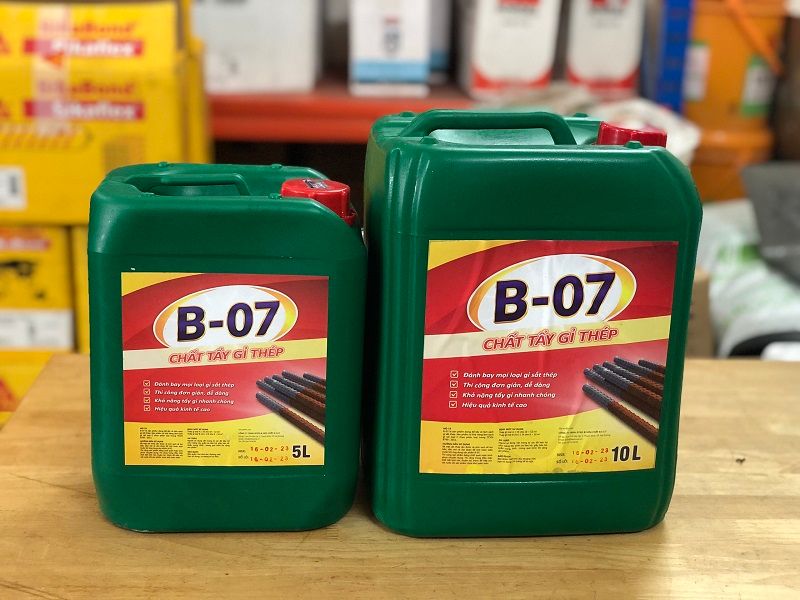 Dung dịch tẩy cặn rỉ sét B-07 cho sắt thép.