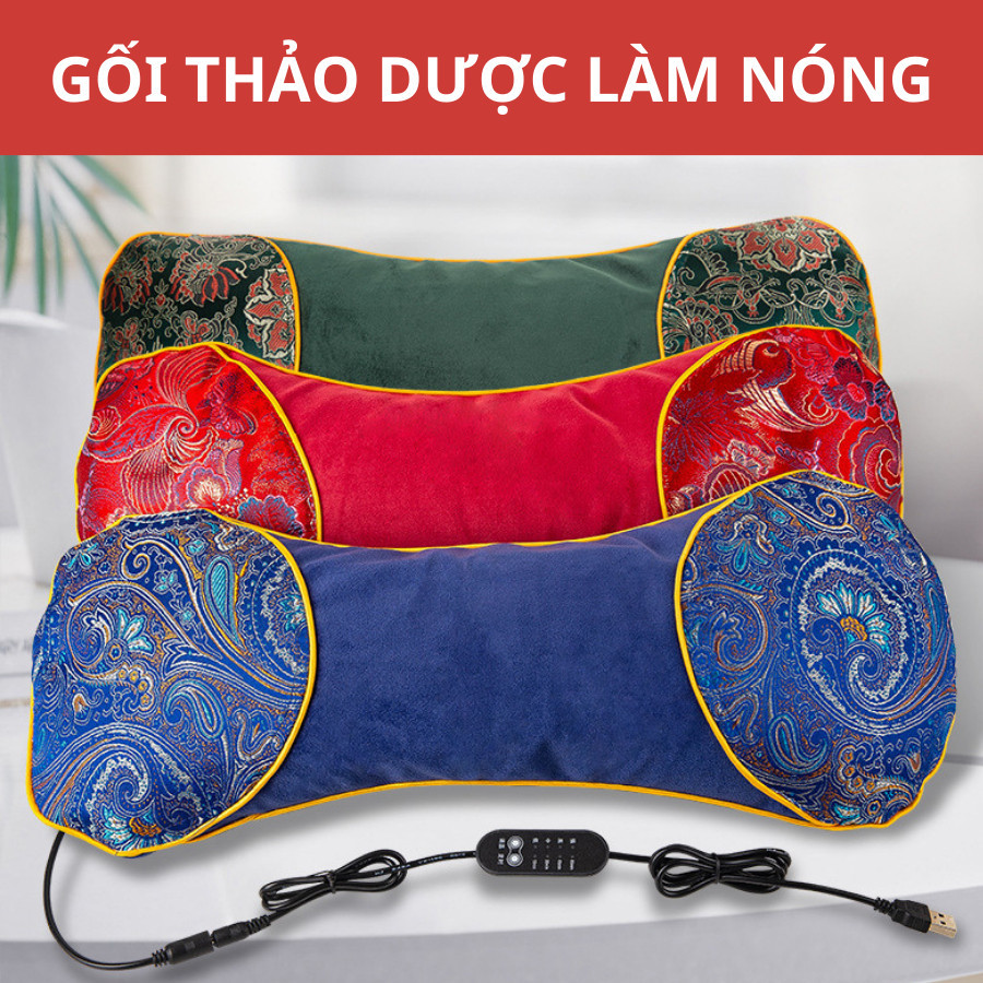 Gối thảo dược kê cổ cắm điện làm nóng