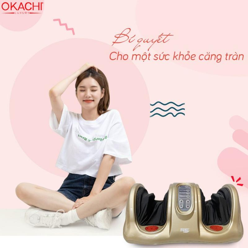 Máy massage chân Okachi cao cấp với công nghệ con lăn 3D và chức năng bấm huyệt mô phỏng chuyên gia.