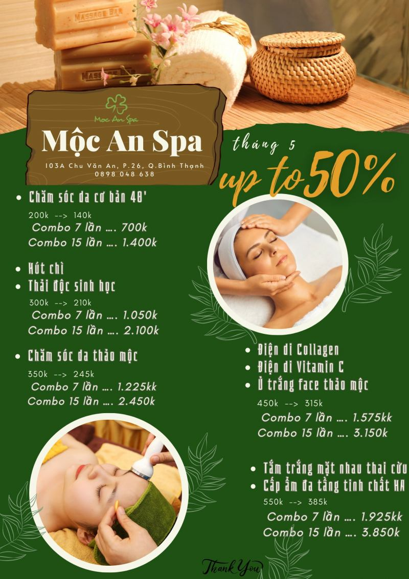 Khách hàng trải nghiệm massage thư giãn bằng thảo dược tại Mộc An Spa.