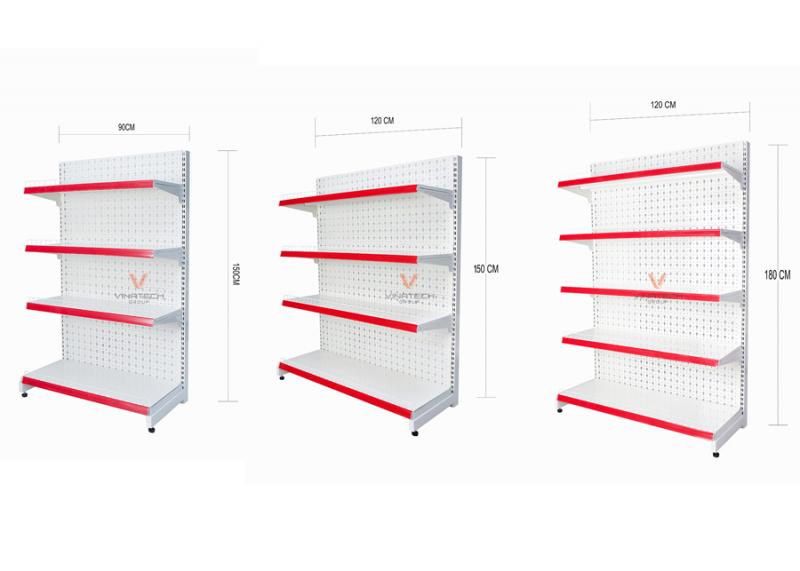 Hình ảnh kệ siêu thị do Vinatech sản xuất kệ siêu thị, chế tạo bằng công nghệ Châu Âu, sơn tĩnh điện chống trầy xước, đảm bảo độ bền và tính thẩm mỹ cao.