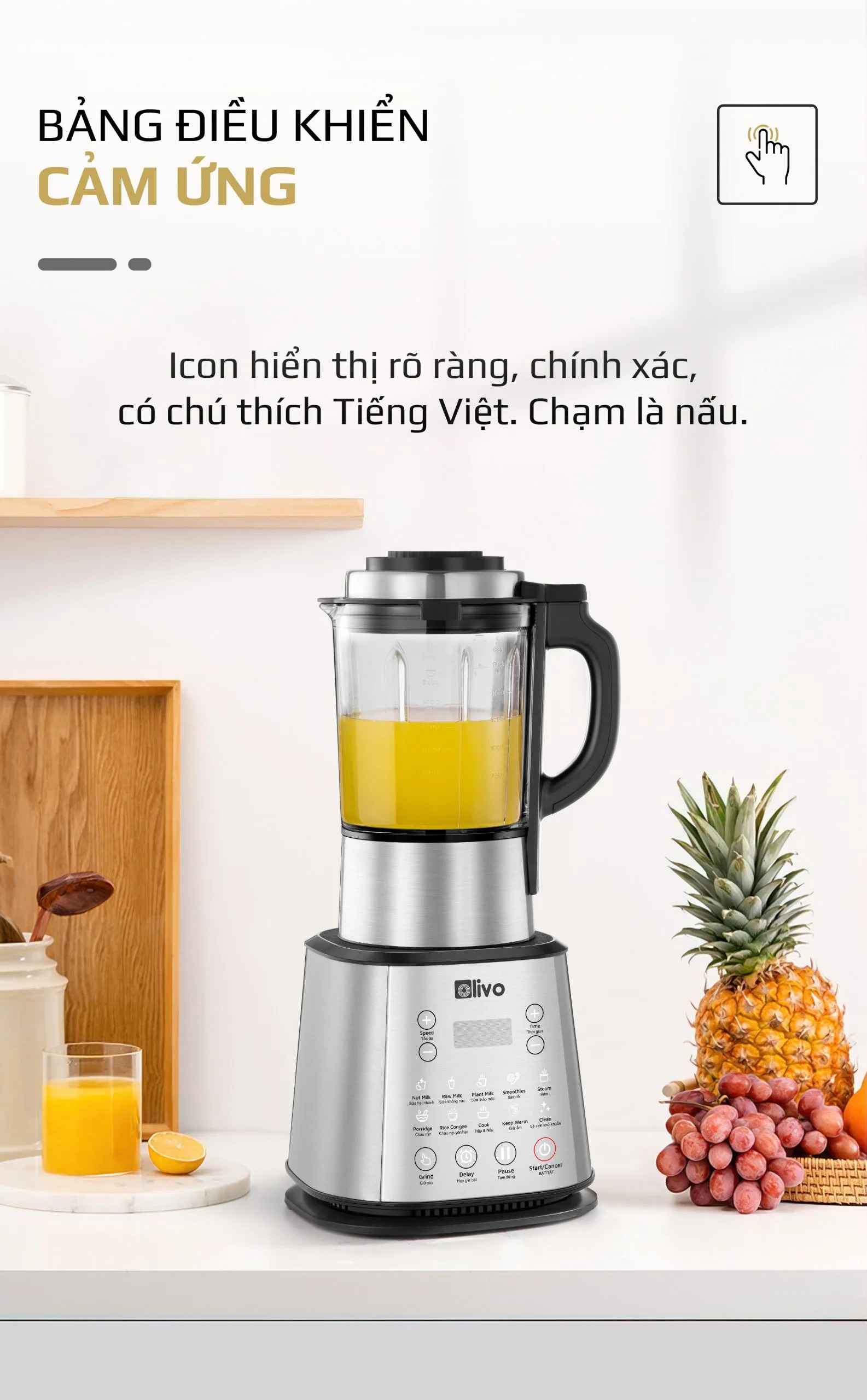 Máy làm sữa hạt Olivo bảng điều khiển