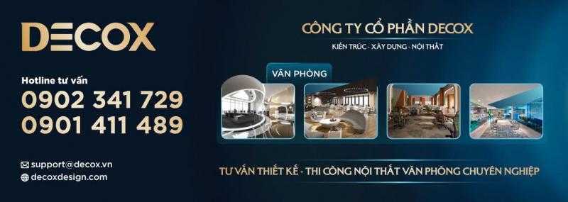 Không gian nội thất văn phòng hiện đại được thiết kế và thi công bởi Decox, nổi bật với tính sáng tạo và tối ưu công năng.