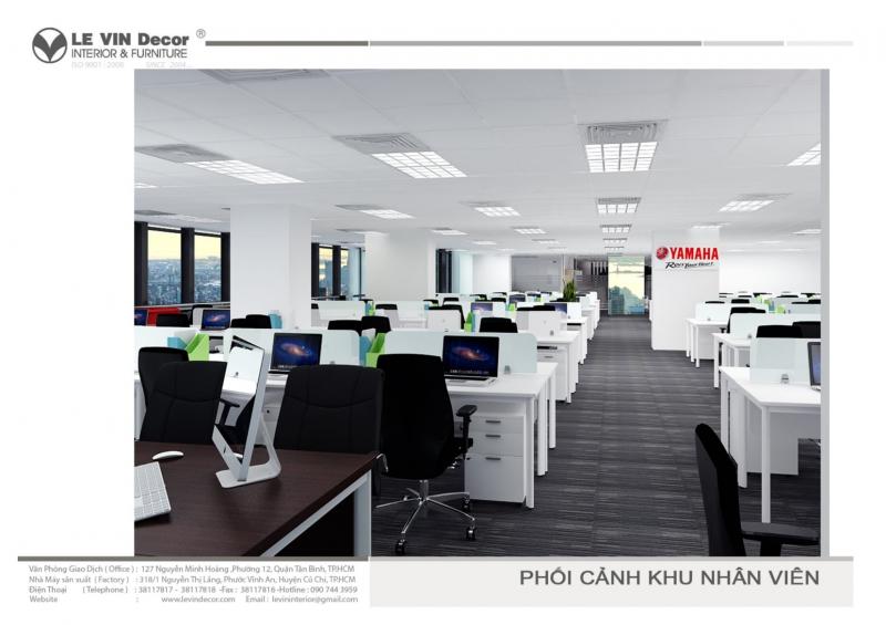 Không gian nội thất văn phòng đẳng cấp do LE VIN Decor thiết kế, sử dụng vật liệu cao cấp và chiếu sáng nghệ thuật tinh tế.

