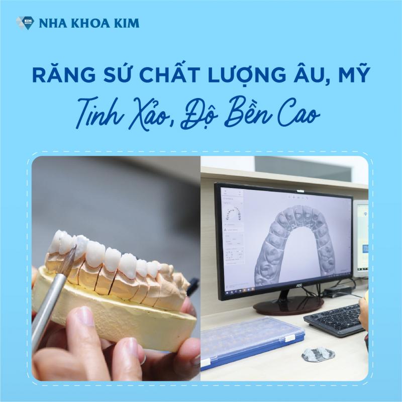 Thiết kế và chế tác răng sứ bằng phần mềm CAD/CAM tại Nha Khoa Kim, đảm bảo độ chính xác và chất lượng quốc tế.

