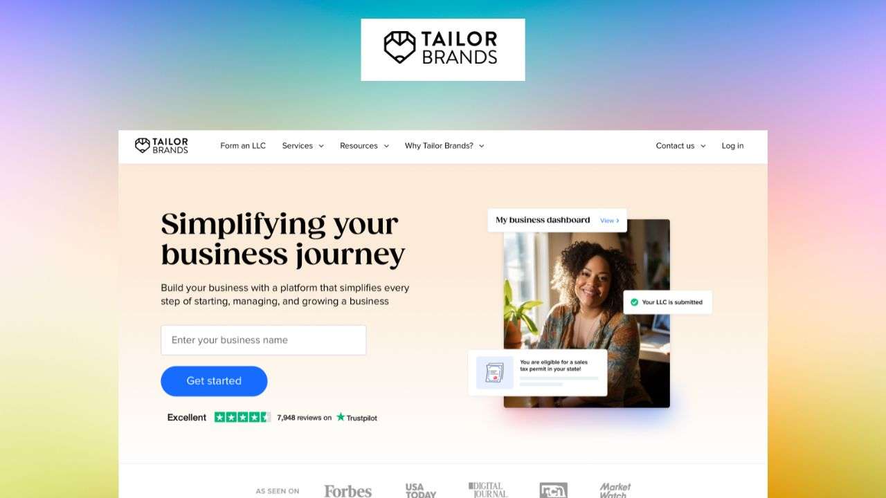 Tailor Brands hiển thị nhiều mẫu logo chuyên nghiệp theo ngành nghề và phong cách cá nhân.