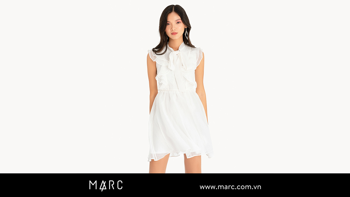 Váy trắng thắt nơ thời trang nữ MARC