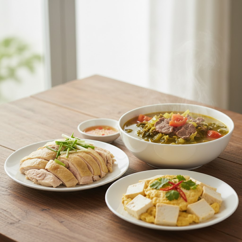 Mâm cơm gia đình dinh dưỡng dễ làm