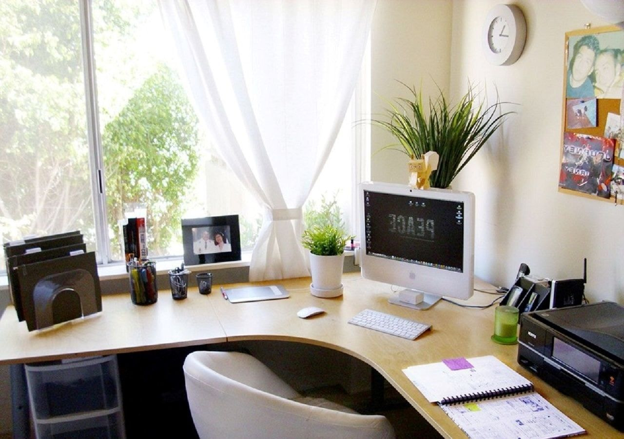 Decor bàn làm việc với cây xanh mini